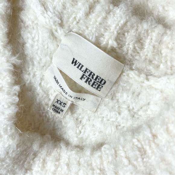 ARITZIA WILFRED FREE Wool Mohair Fuzzy Oversized Ivory Chunky Knit Sweater XXS - Picture 3 of 4